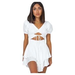 Princess Polly Perry Romper Size 6 White‎ Boho Fairy Cottagecore Smocked Tiered